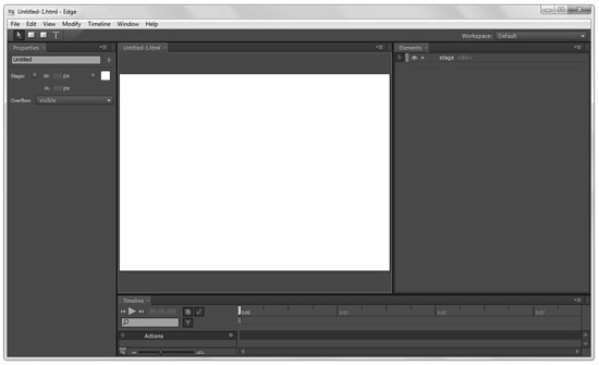 Adobe Edge. Интерфейс программы.